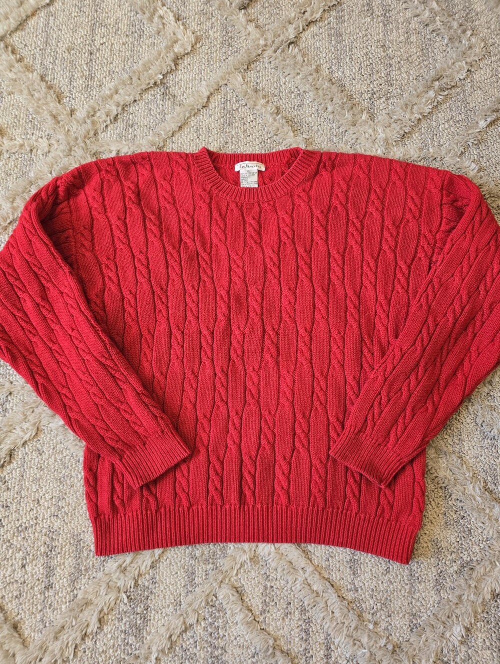 Vintage Talbots Sweater Women's XL Chunky Knit Fisherman 100% Cotton Cable Knit